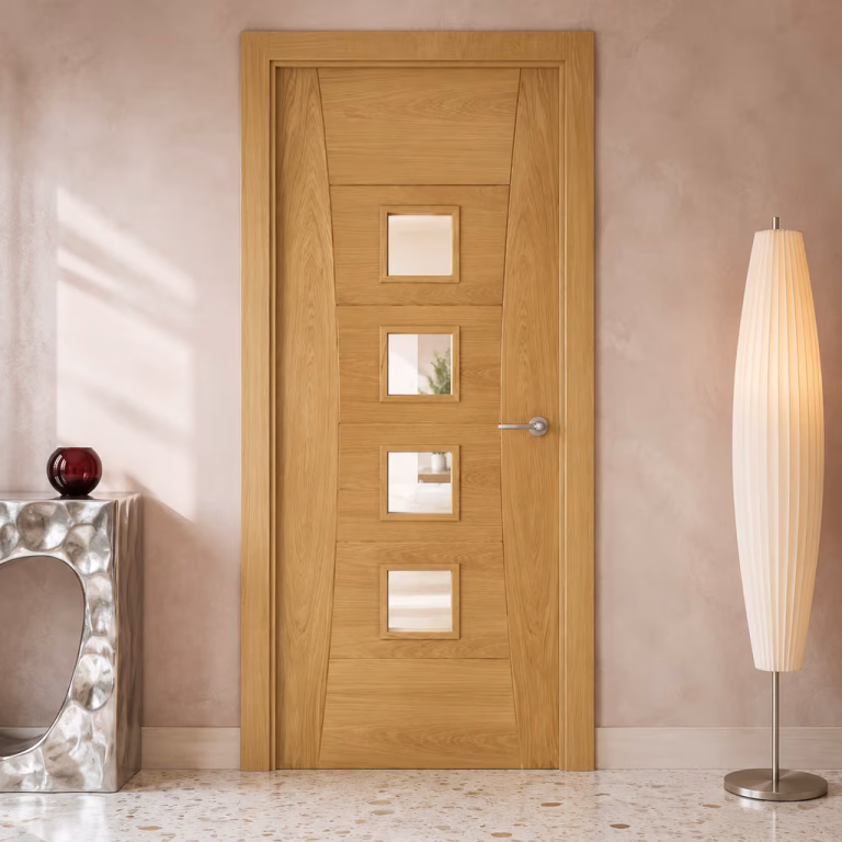 Deanta Pamplona Prefinished Oak Glazed Fire Door FD30