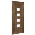 Deanta Pamplona Prefinished Walnut Glazed Fire Door FD30 Angled