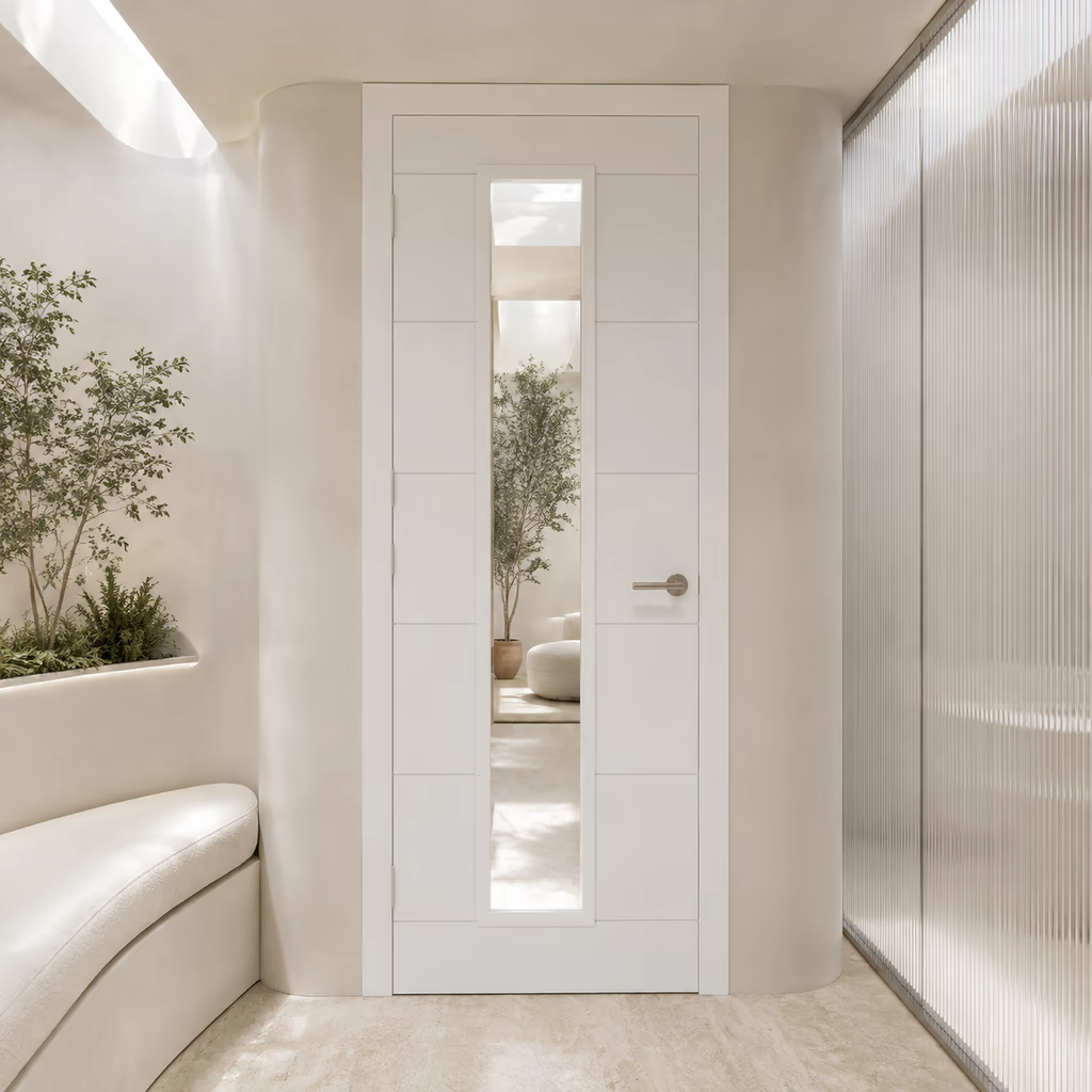 Deanta Seville White Primed Glazed 1L Fire Door FD30 lifestyle