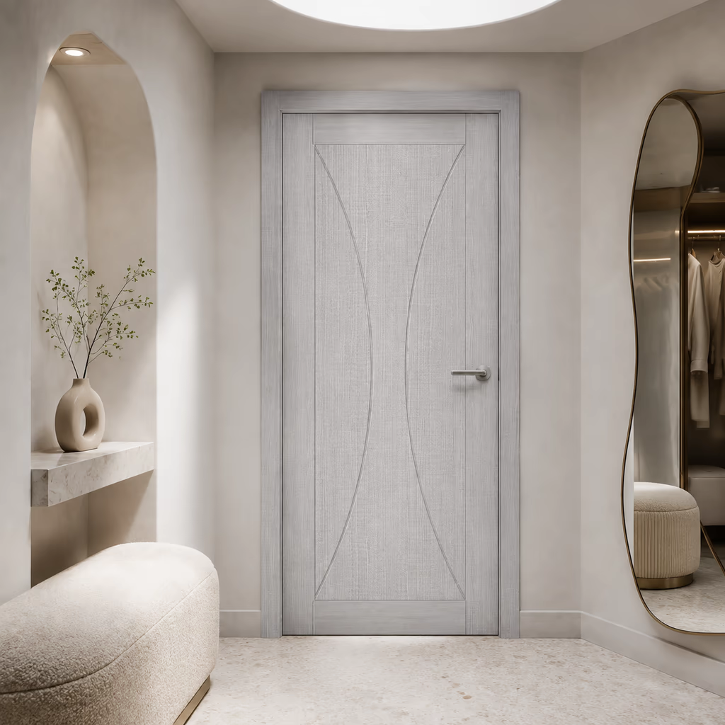 Deanta Sorrento Light Grey Pre-Finished Ash Fire Door FD30 lifestyle 1