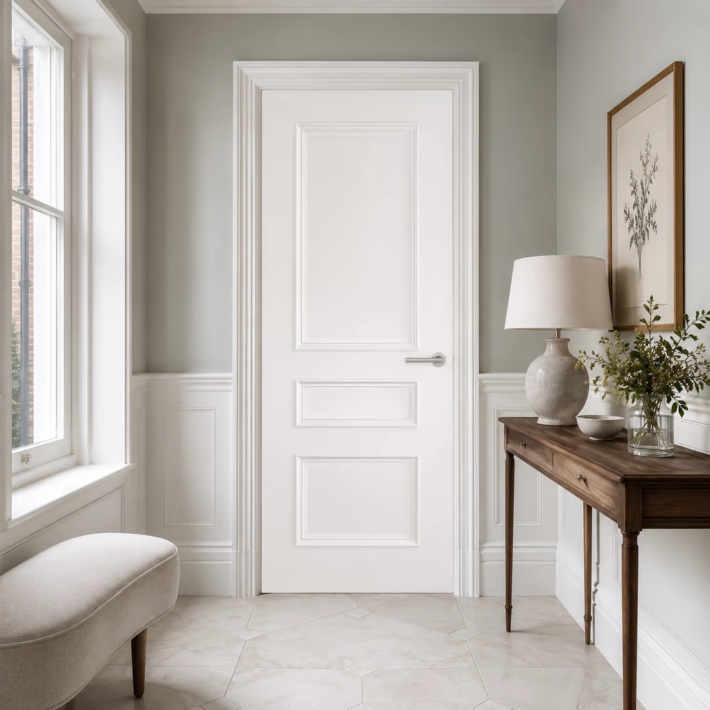 Deanta Windsor White Primed Fire Door FD30 lifestyle