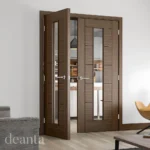 Seville Prefinished Walnut Glazed 1L Fire Door FD30 Lifestyle