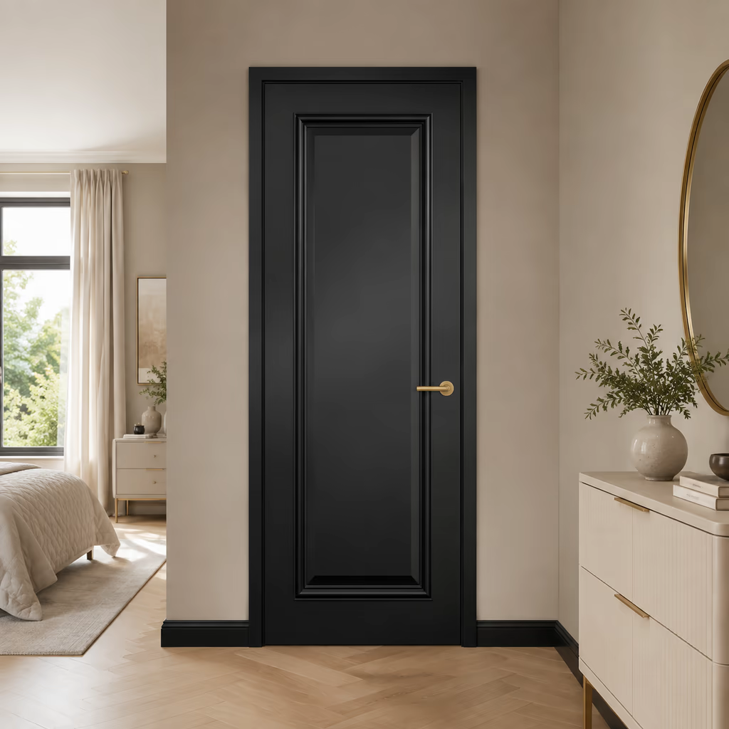 Deanta Blenheim Black Single Panel Prefinished FD30 Internal Fire Door lifestyle