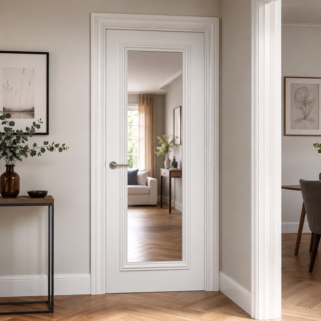 Deanta Blenheim White Bevelled Glazed Primed Internal Door