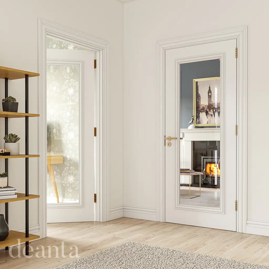 Deanta Blenheim White Primed Bevelled Glaze Internal Door Iifestyle