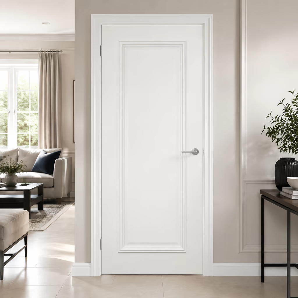 Deanta Blenheim White Primed Single Panel FD30 Internal Fire Door lifestyle