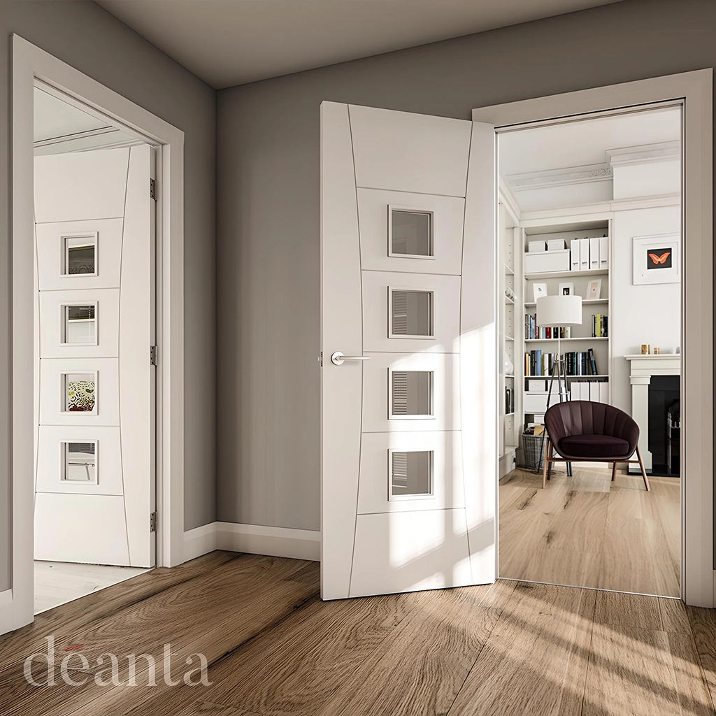 Deanta Pamplona White Primed Glazed Internal Door Lifesyle