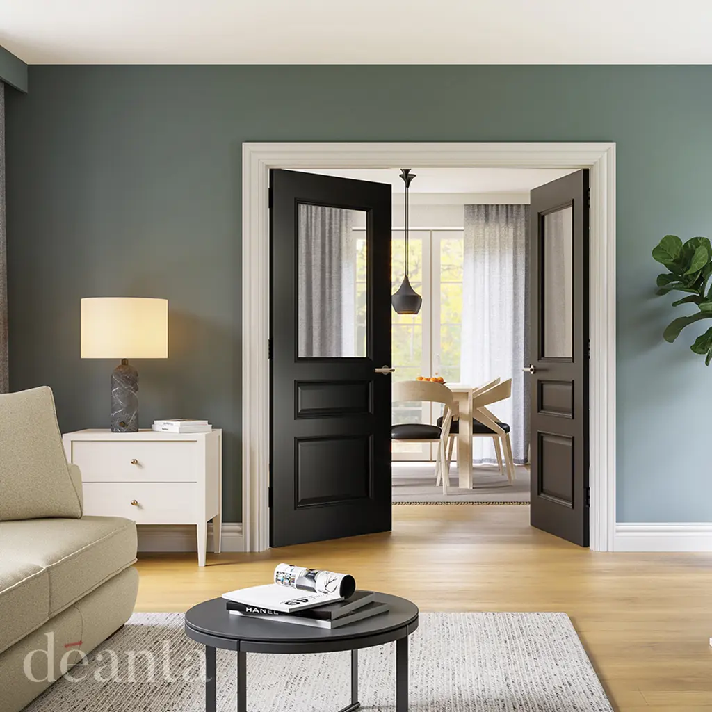 Deanta Windsor Black Prefinished Bevelled Glaze Internal Door Lifestyle