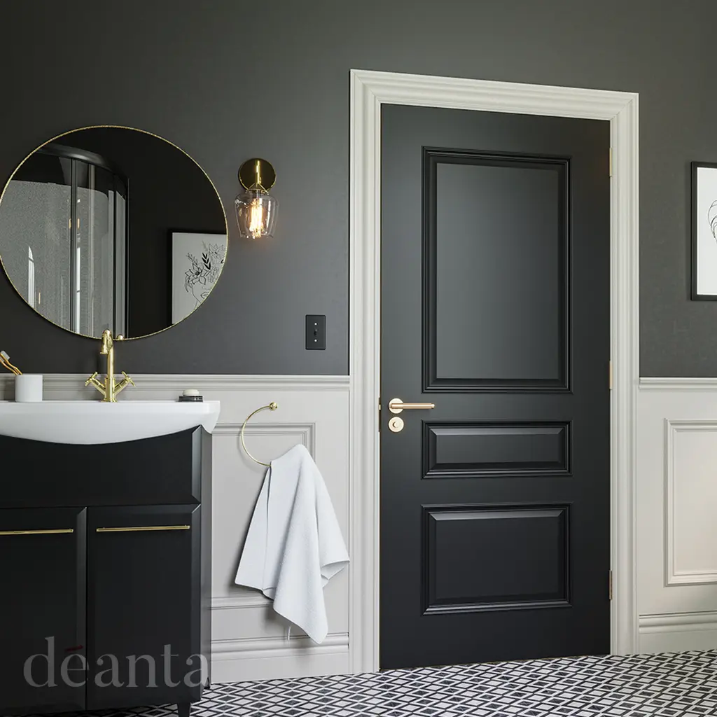Deanta Windsor Black Prefinished Fire Door FD30 Lifestyle
