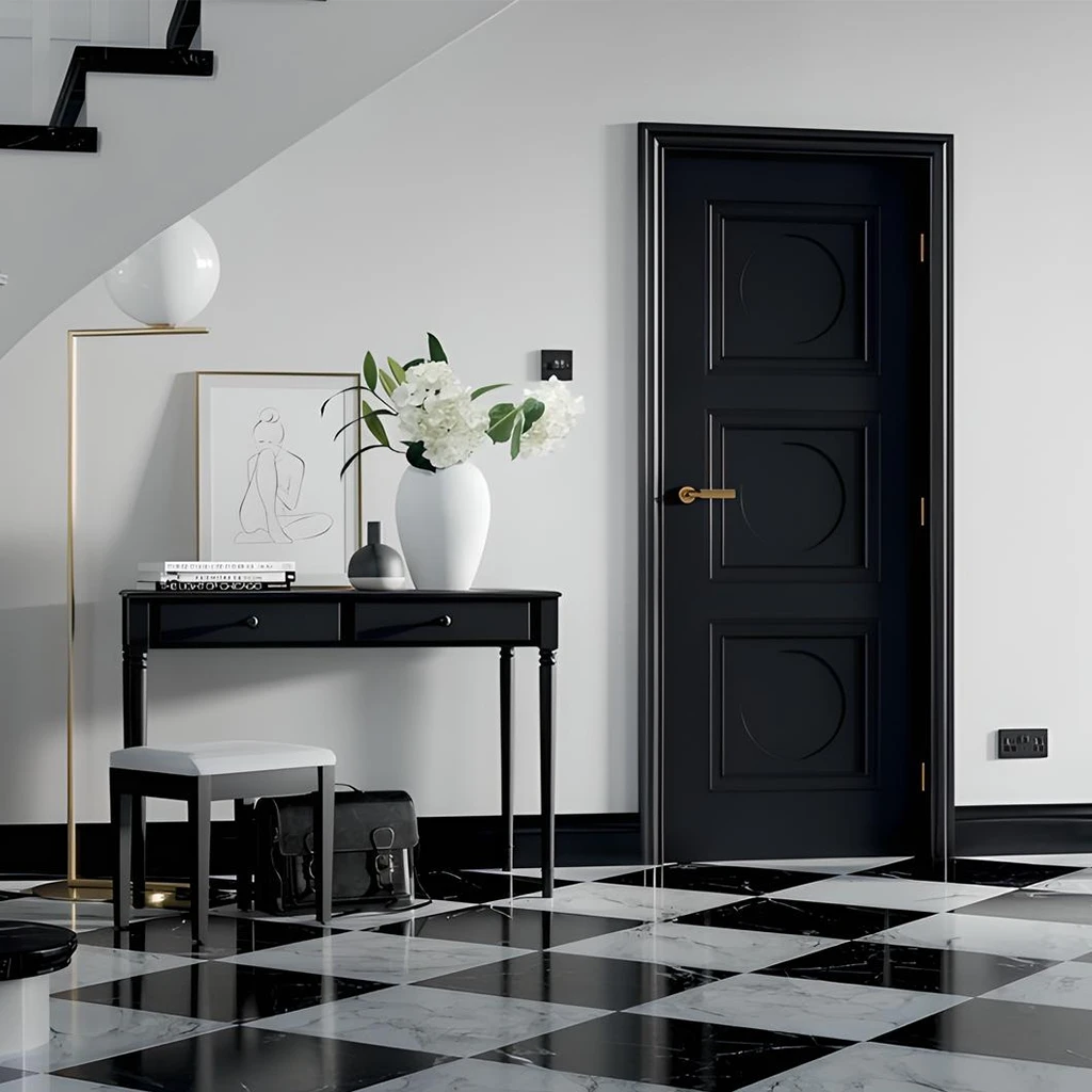 LPD Antwerp 3 Panel Black Fire Door FD30-life style