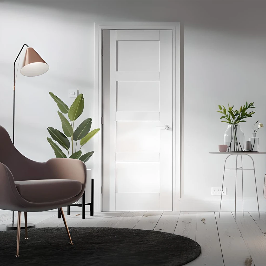 LPD 4 Panel Shaker White Primed Fire Door FD30-life style