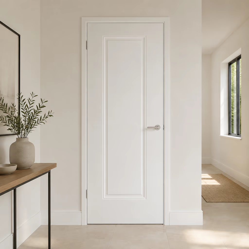 LPD Eindhoven White Primed One Panel FD30 Internal Fire Door lifestyle