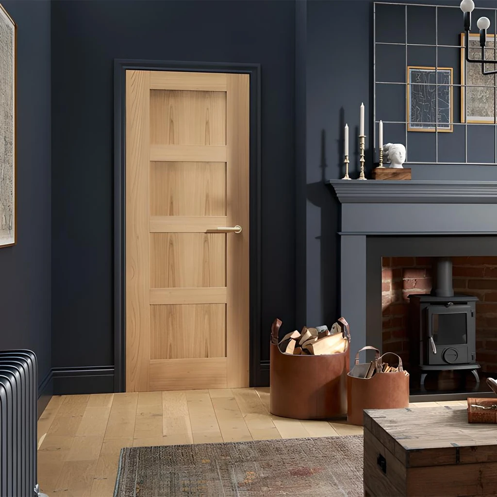 LPD 4 Panel Shaker Oak Pre-Finished Fire Door FD30-life style