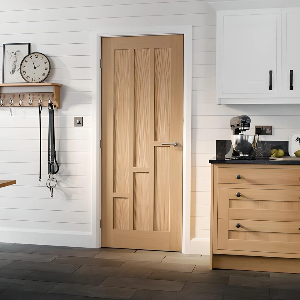 LPD Coventry 6 Panel Oak Pre-Finished Fire Door FD30-life style