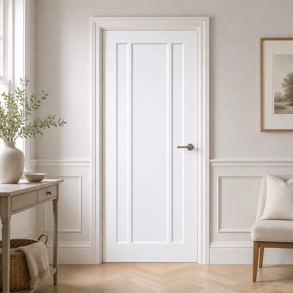 LPD Lincoln White Primed Inset Panel FD30 Internal Fire Door lifestyle