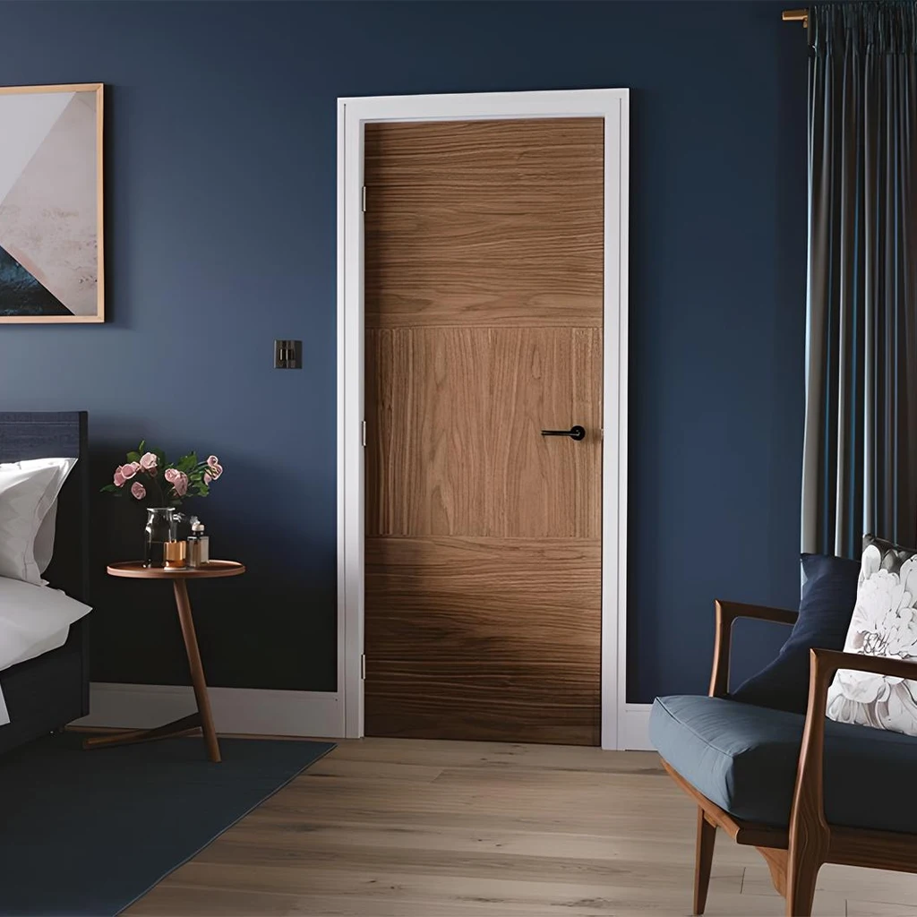 LPD Tres Walnut Contrasting Grain Pattern Pre-Finished FD30 Internal Fire Door lifestyle