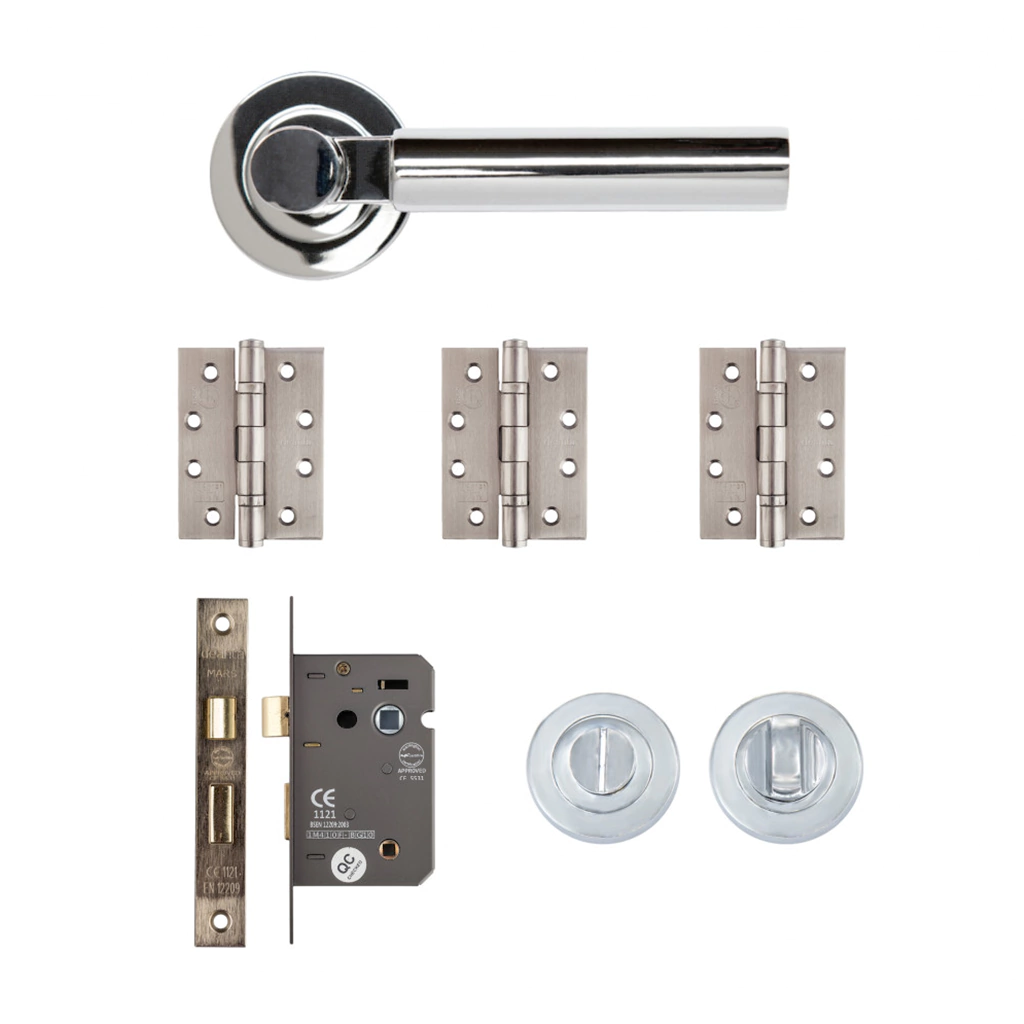 Deanta Arcadia Polished Chrome Bathroom Handle Pack | Zdoors