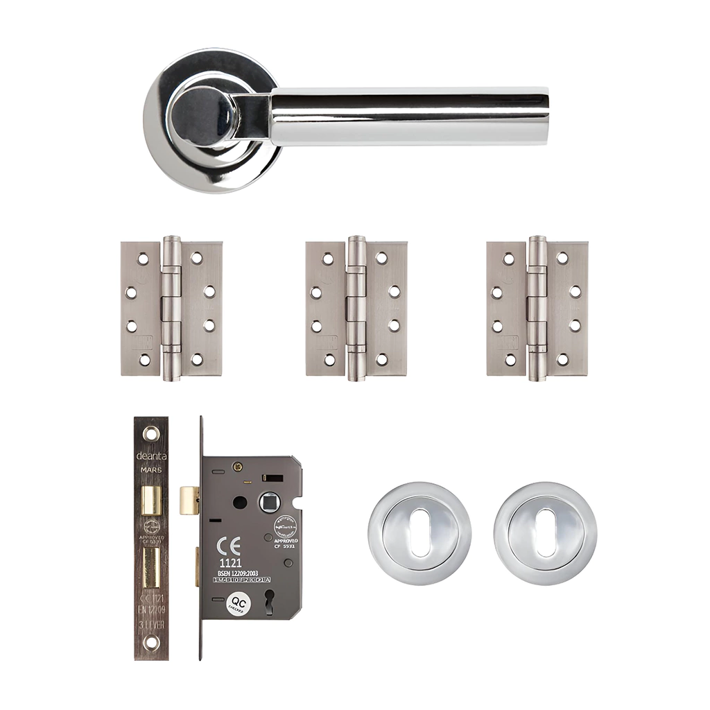 Deanta Arcadia Polished Chrome Privacy Handle Pack-Zdoors