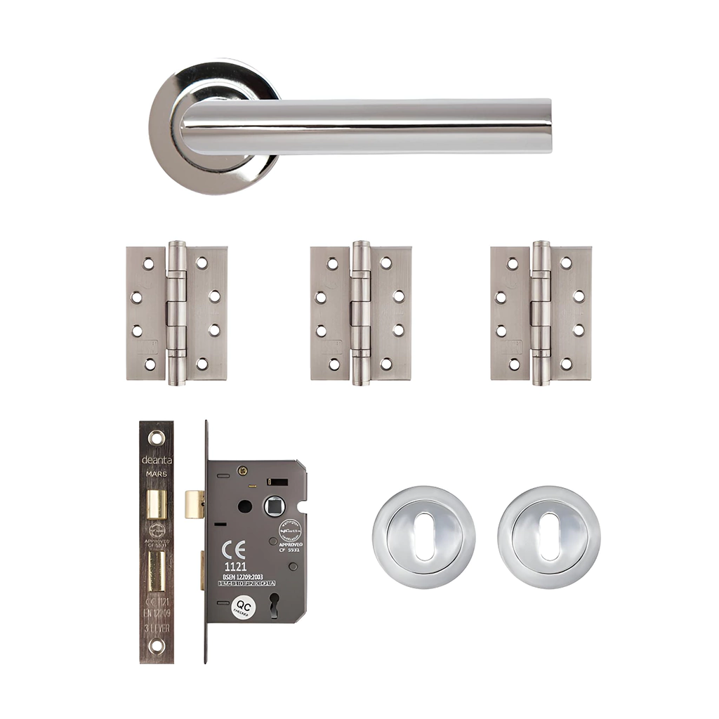 Deanta Ares Polished Chrome Privacy Handle Pack-Zdoors