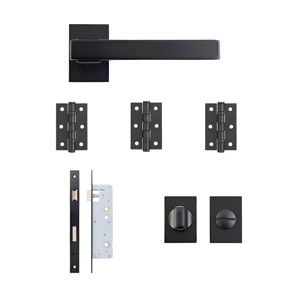 Deanta Argo Urban Matt Black Bathroom Handle Pack-Zdoors