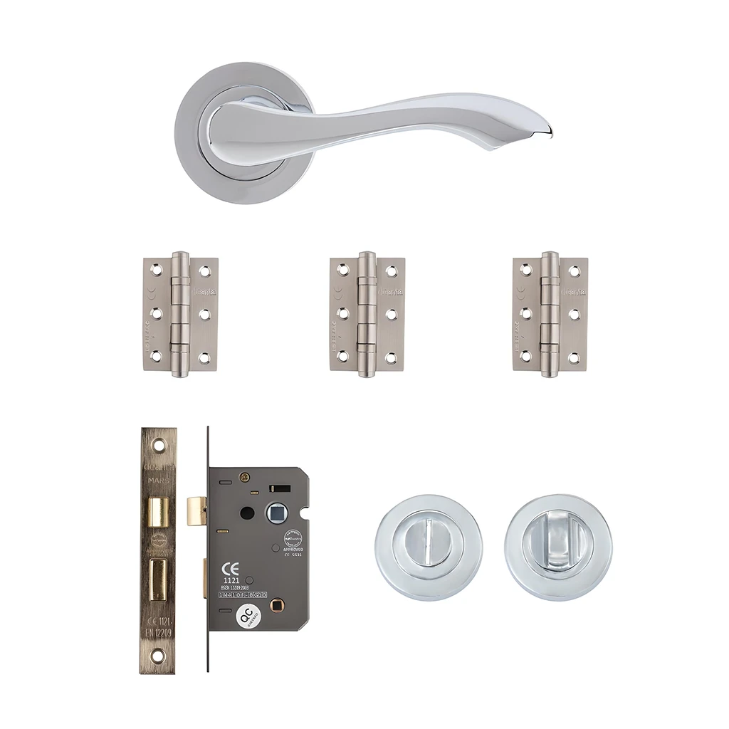 Deanta Veritas Polished Chrome Bathroom Handle Pack-1