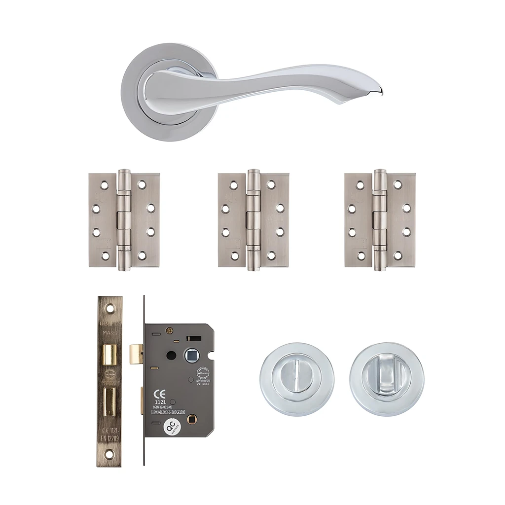 Deanta Veritas Polished Chrome Bathroom Handle Pack