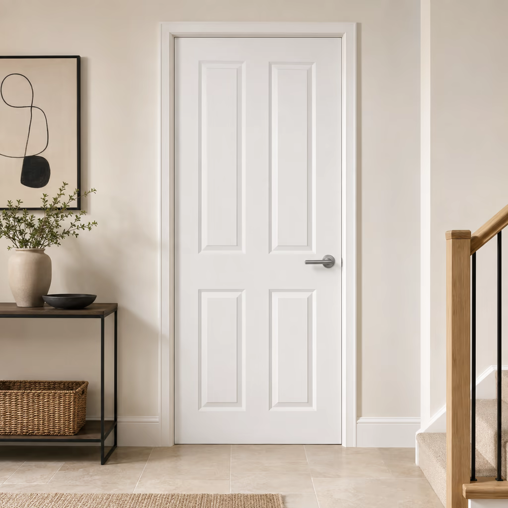 LPD 4 Panel Textured White Primed Fire Door FD30 lifestyle