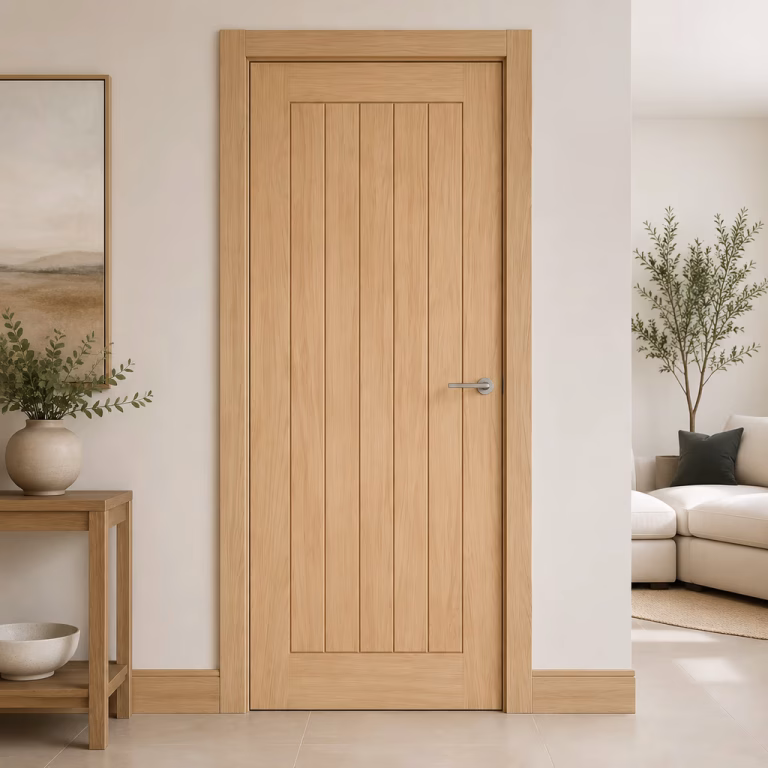 LPD Belize Natural Oak 5 Panel Vertical Grooved Unfinished FD30 Internal Fire Door