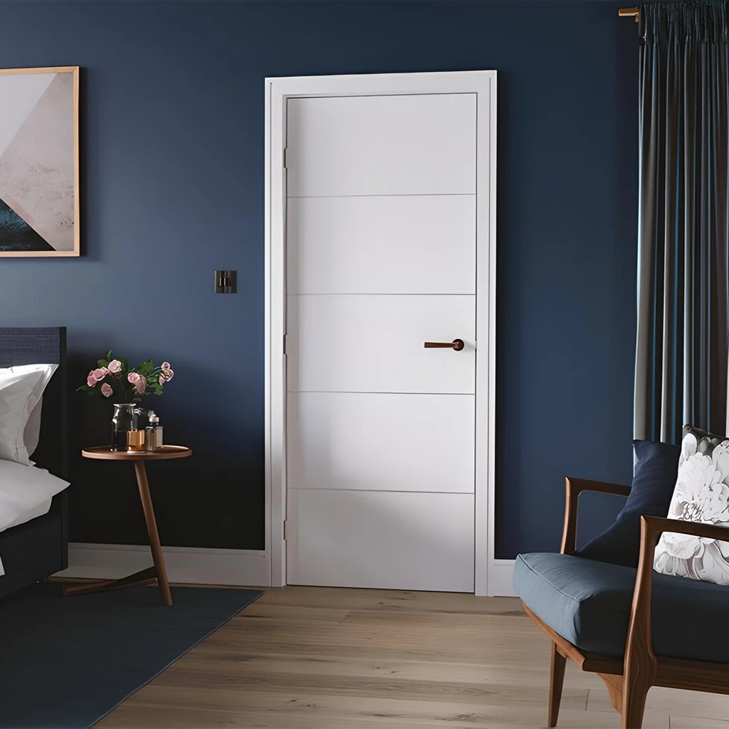 LPD Linear 4 Smooth White Primed Fire Door FD30-Life Style