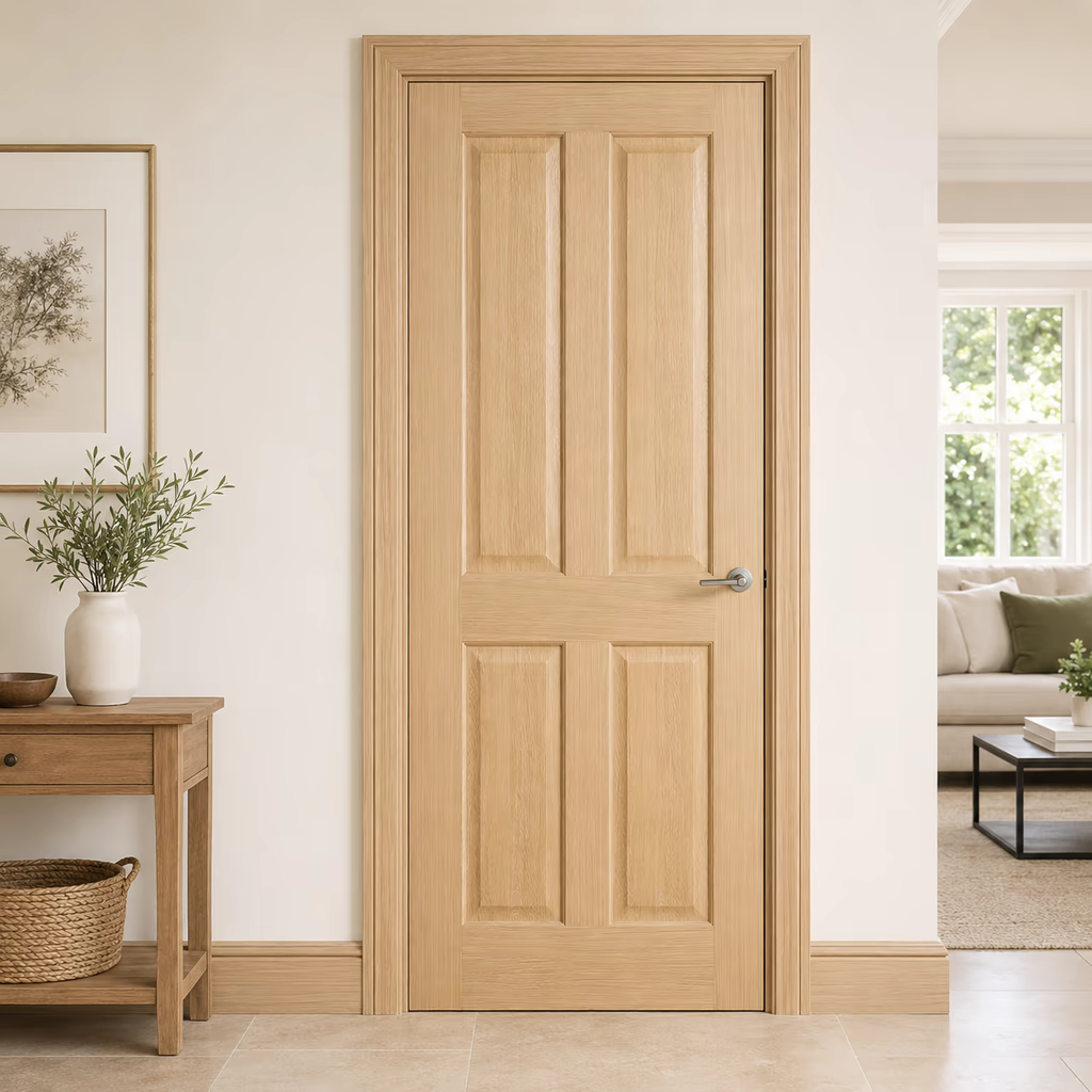 LPD Regency Natural Oak 4 Panel Pre-Finished FD30 Internal Fire Door lifestyle