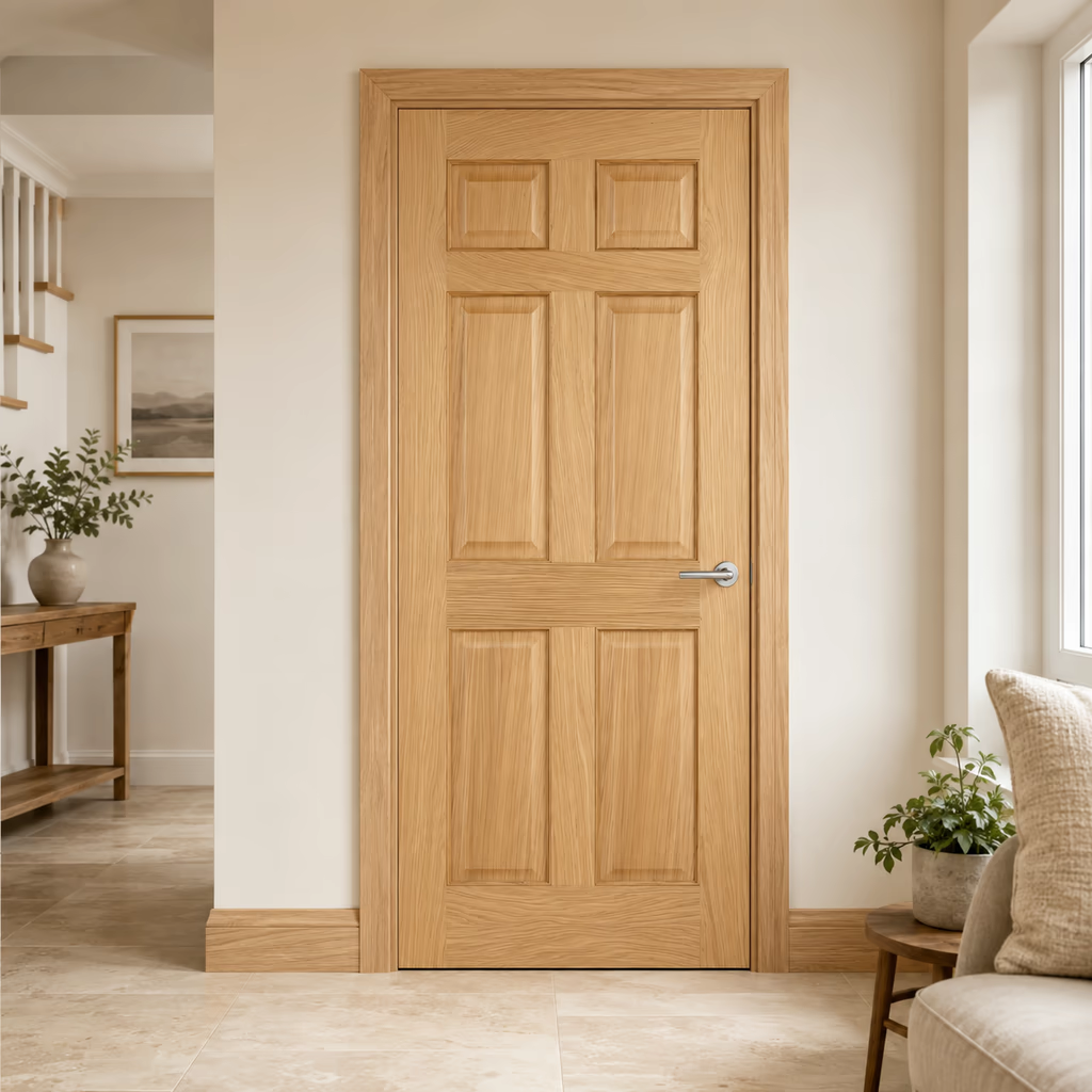 LPD Regency Natural Oak 6 Panel Pre-Finished FD30 Internal Fire Door lifestyle