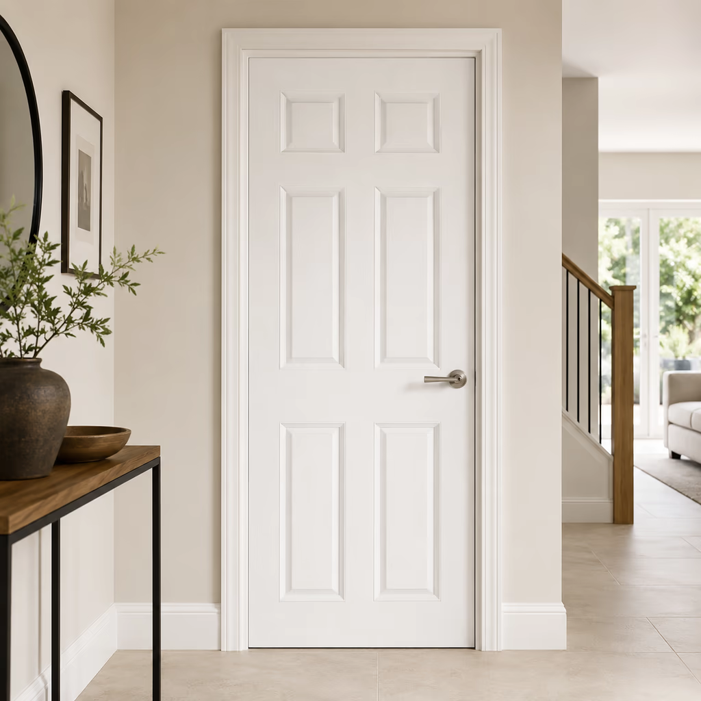 LPD Textured 6P White 6 Panel Raised Textured Moulded Primed FD30 Internal Fire Door lifestyle