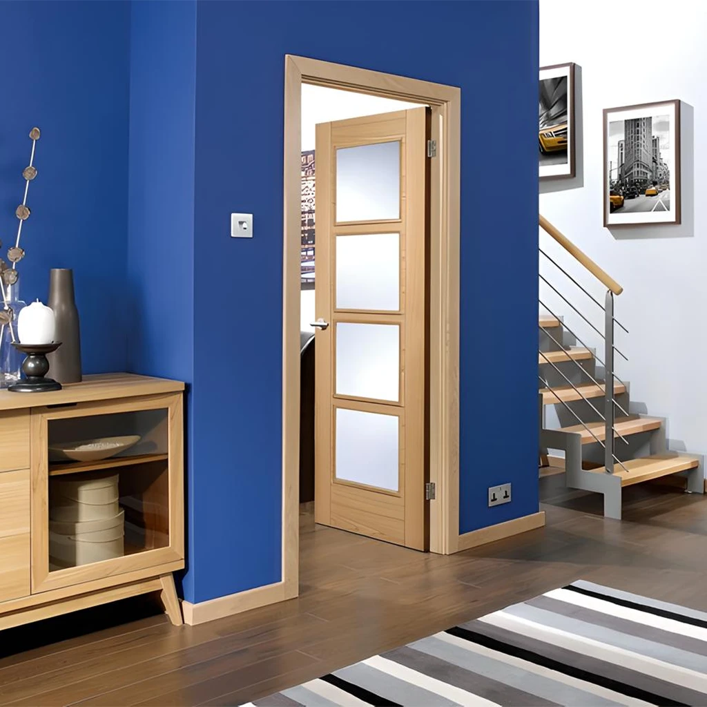 LPD Vancouver 4L Clear Glass Oak Pre-Finished Fire Door FD30-Life Style