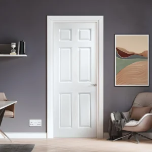 PREMDOR 6 Panel Smooth White Primed Textured Fire Door FD30