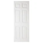 LPD Smooth 6P Square Top White 6 Panel Raised Smooth Moulded Primed FD30 Internal Fire Door