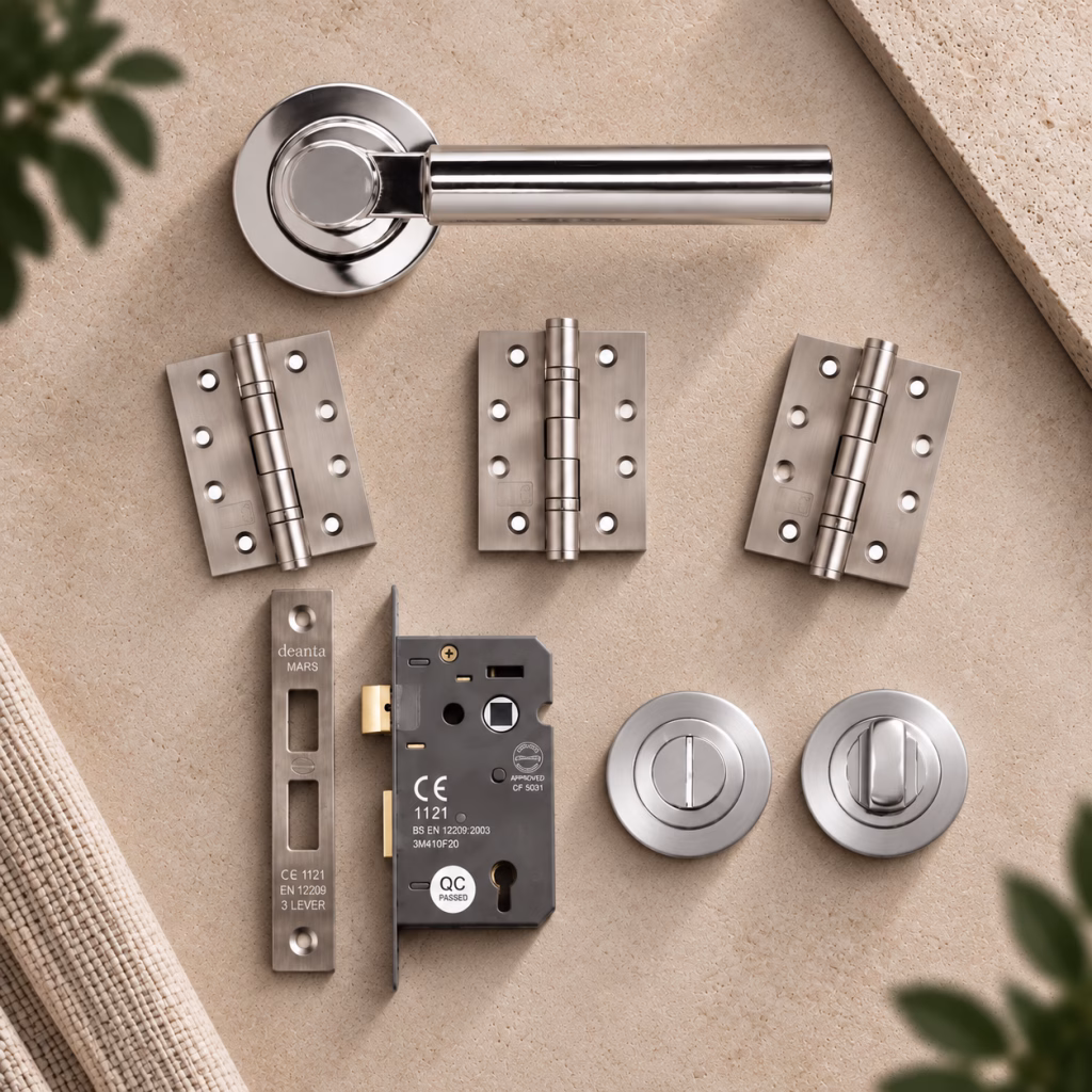 Deanta Arcadia Polished Chrome Bathroom Handle Pack