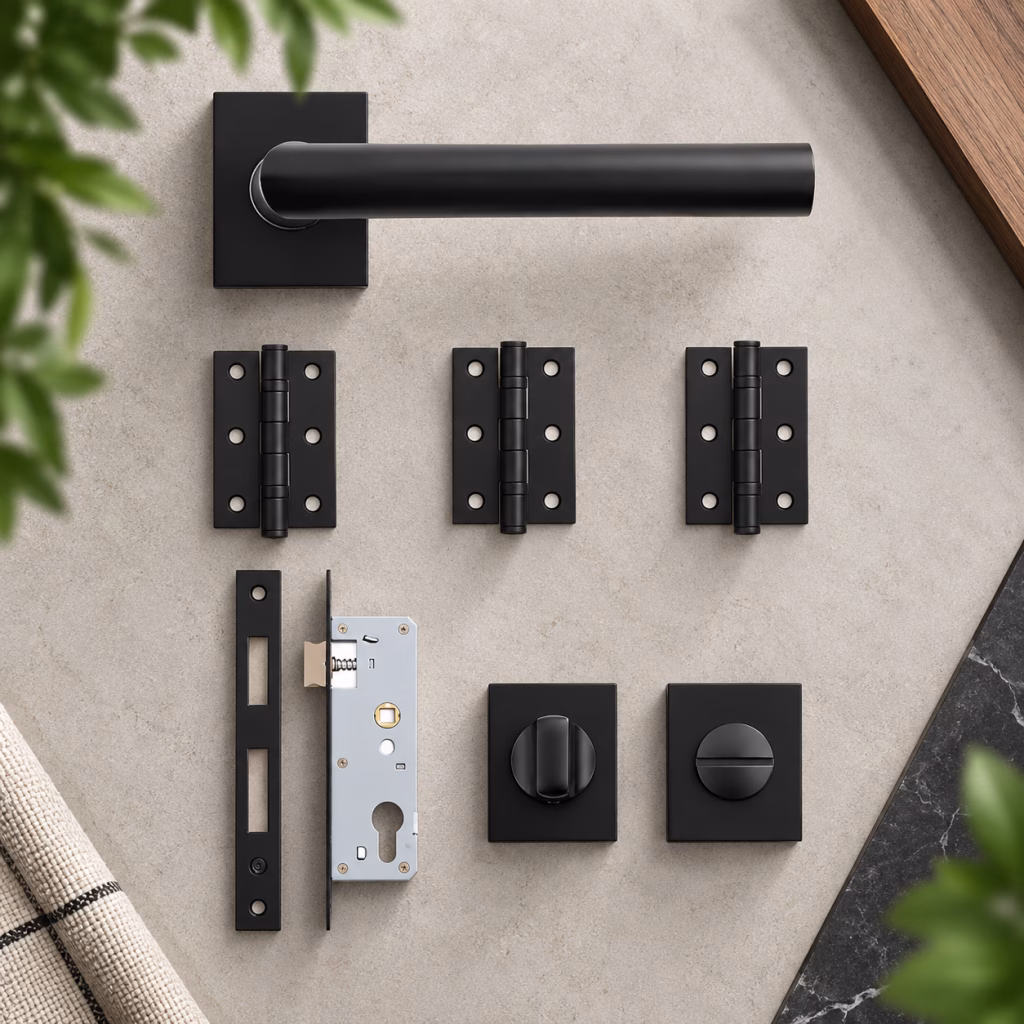 Deanta Ares Urban Matt Black Bathroom Handle Pack