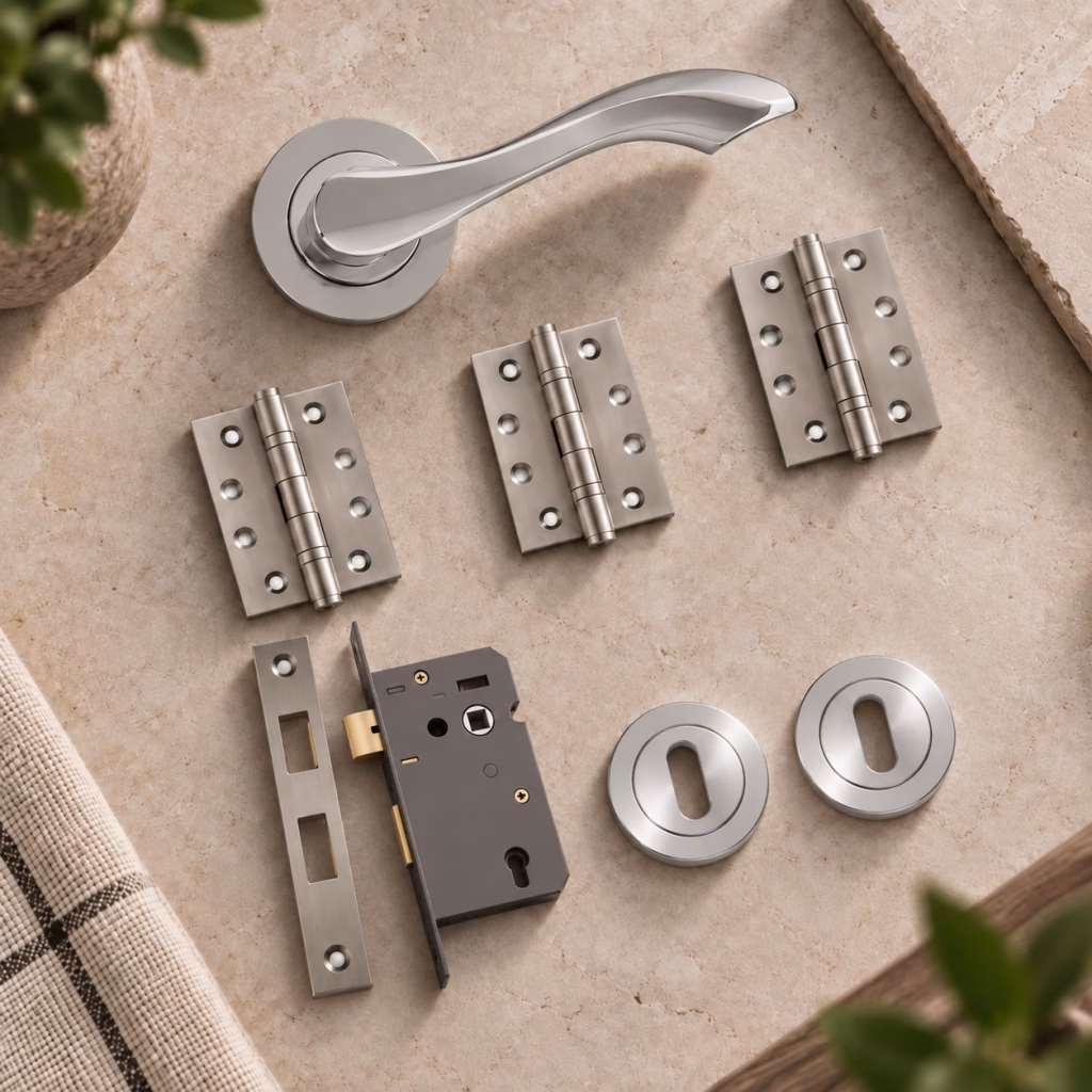Deanta Veritas Polished Chrome Bathroom Handle Pack