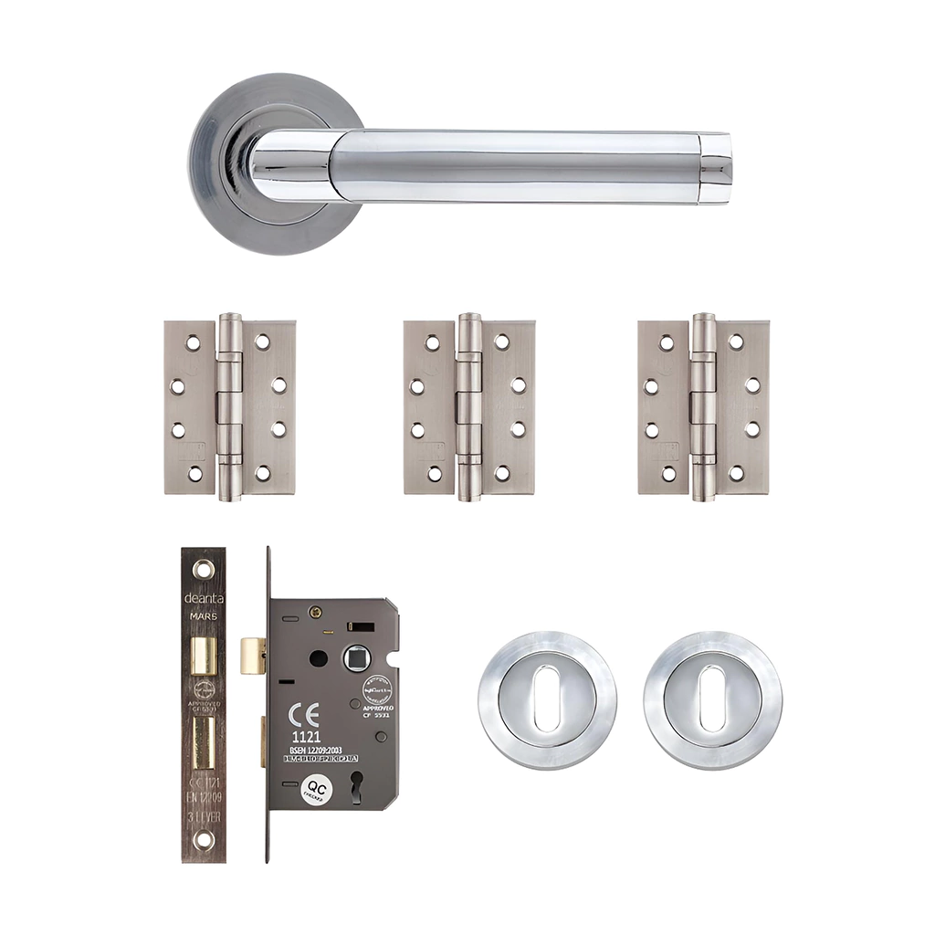 Deanta Augustus Matt Polished Chrome Privacy Handle Pack-Zdoors