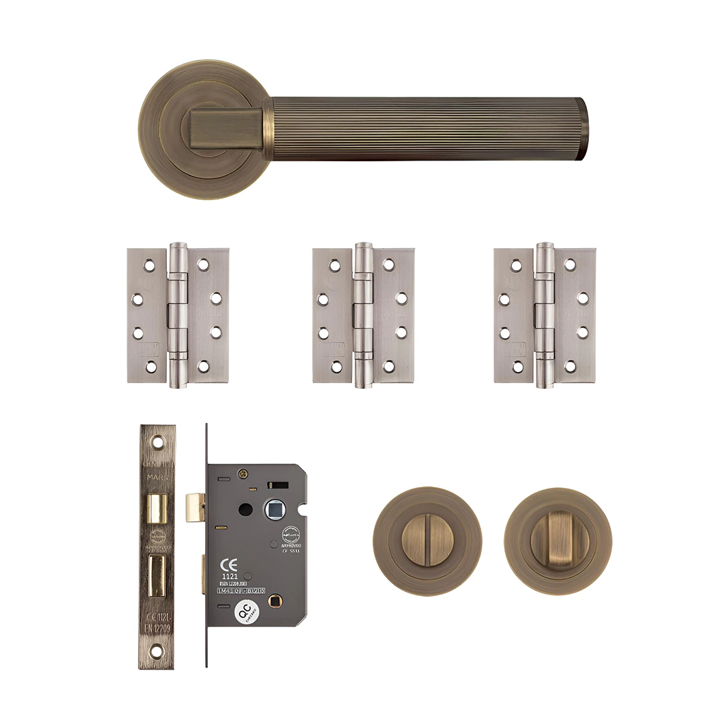 Deanta Delphi Matt Antique Brass Bathroom Handle Pack-Zdoors