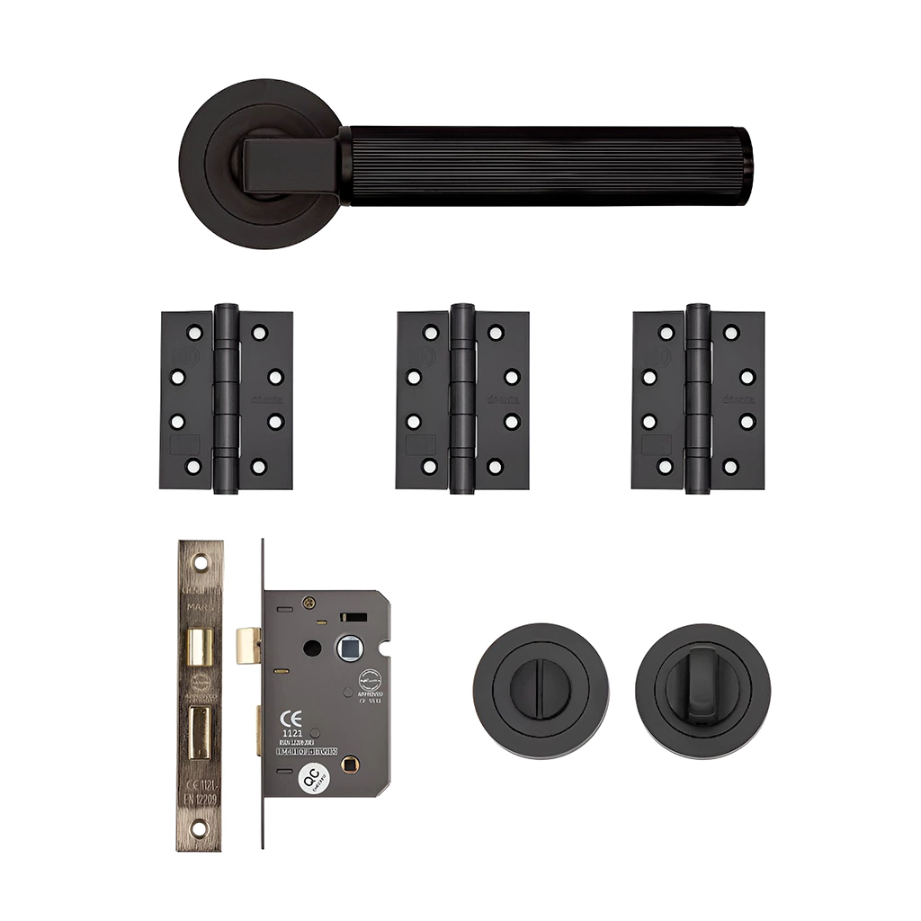 Deanta Delphi Matt Black Bathroom Handle Pack-Zdoors