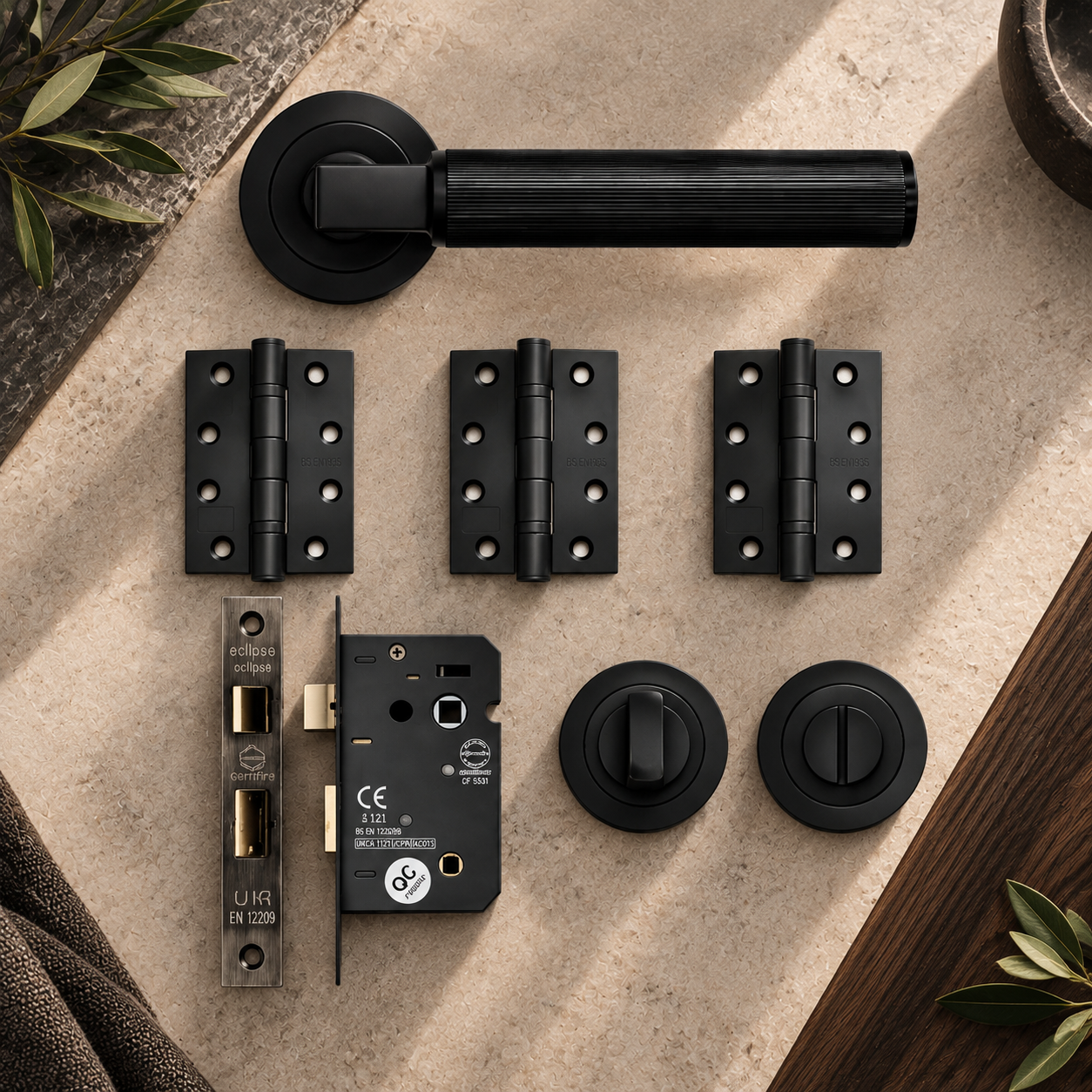 Deanta Delphi Matt Black Bathroom Handle Pack lifestyle