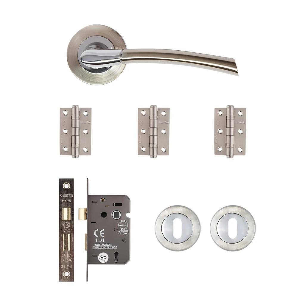 Deanta Hera Satin Nickel Chrome Privacy Handle Pack-1
