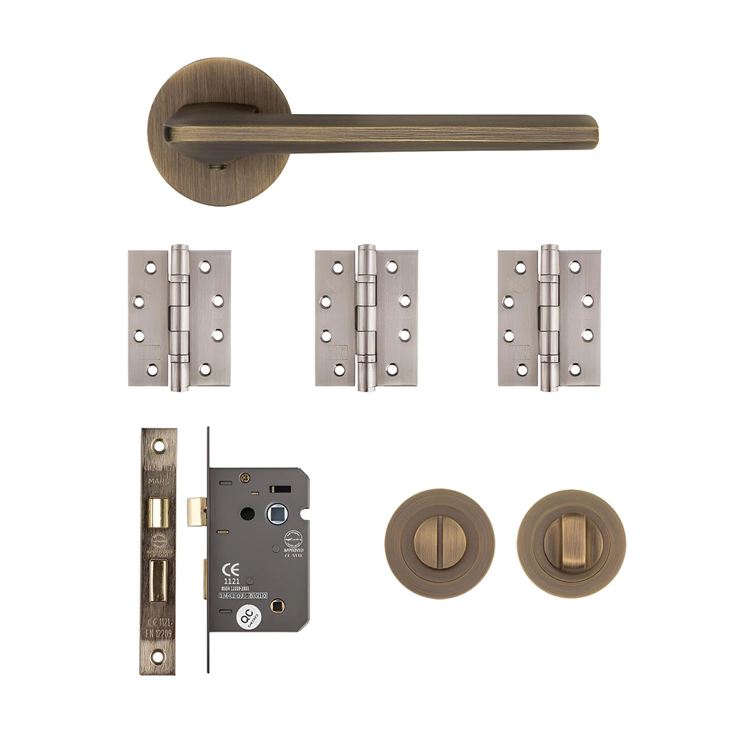Deanta Ithaca Matt Antique Brass Bathroom Handle Pack
