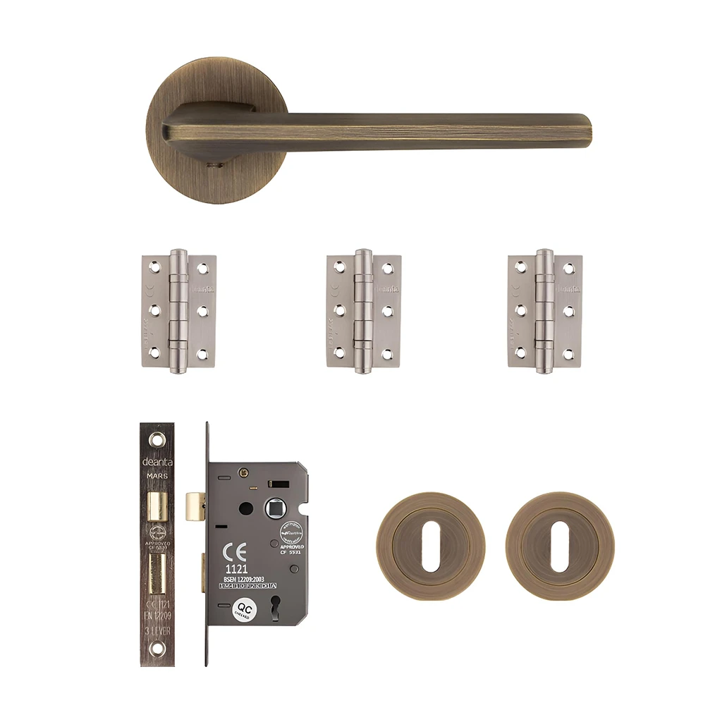 Deanta Ithaca Matt Antique Brass Privacy Handle Pack-1