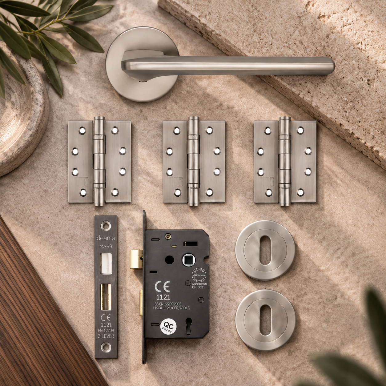 Deanta Ithaca Satin Nickel Privacy Handle Pack lifestyle