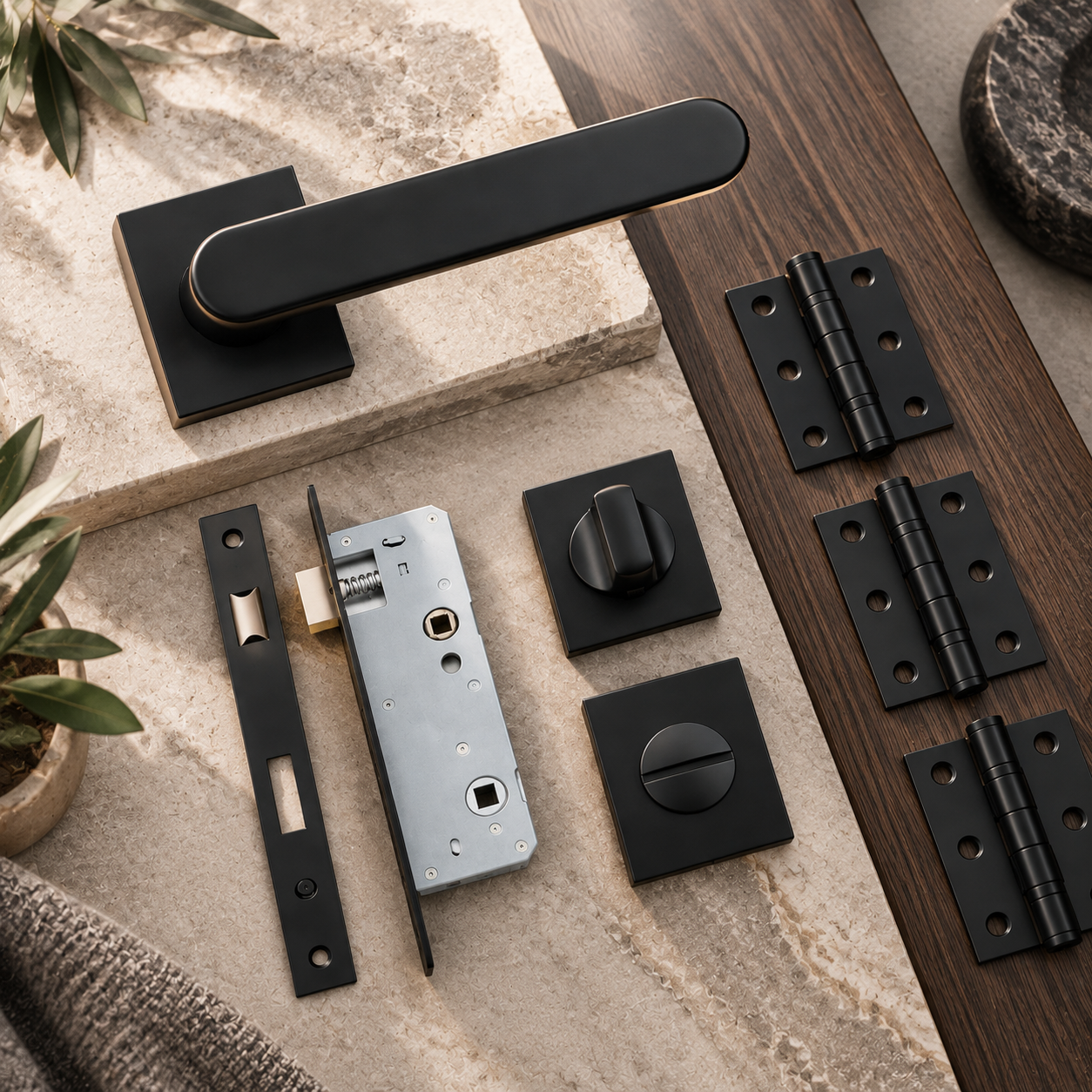 Deanta Juno Urban Matt Black Bathroom Handle Pack lifestyle