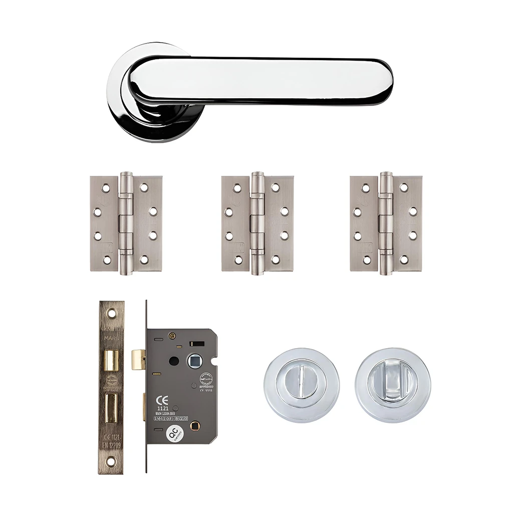 Deanta Parga Polished Chrome Bathroom Handle Pack