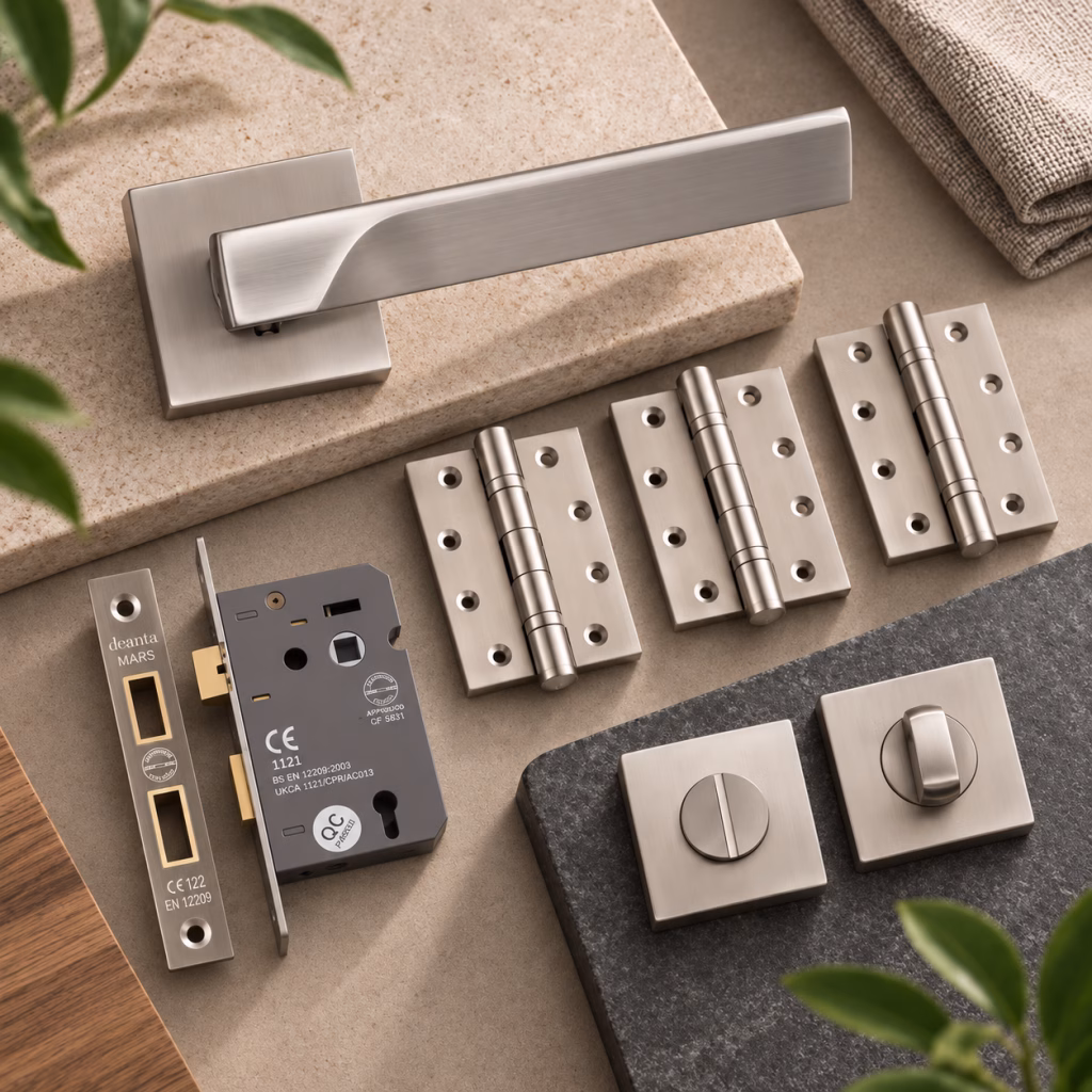 Deanta Athens Satin Nickel Bathroom Handle Pack