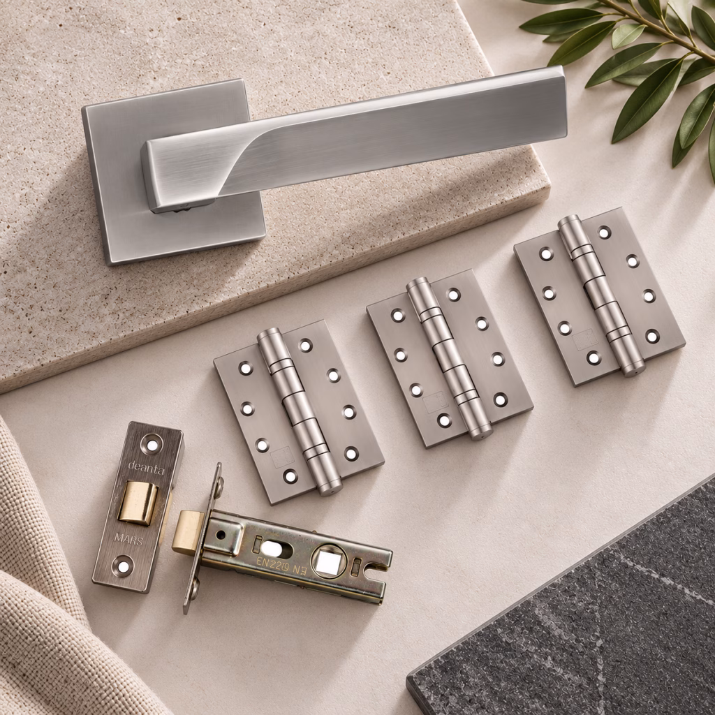 Deanta Augustus Matt Polished Chrome Bathroom Handle Pack